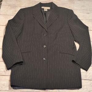 Apostrophe Black With White Pinstripes longer  Blazer Size 16